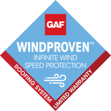 GAF Wind Proven Infinite Wind Speed Protection Roofing System Limited Warranty logo
